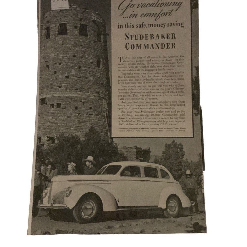 Vintage 1940 Studebaker Commander Vacationing in Comfort Ad Asvertisment
